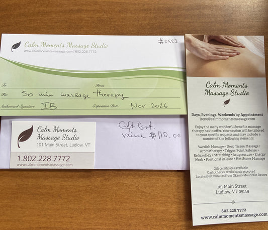 (#41) Calm Moments Massage Studio - $110 Gift Certificate